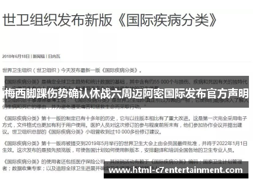 梅西脚踝伤势确认休战六周迈阿密国际发布官方声明